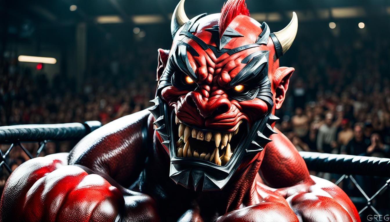 Sinister Wrestler Villain with Incineroar Mask