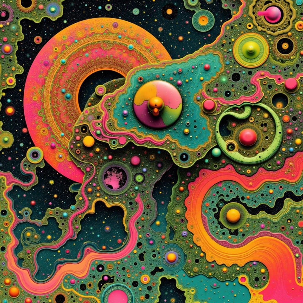 Psychedelic Robot in Flight: Moebius Sci-Fi Illustration