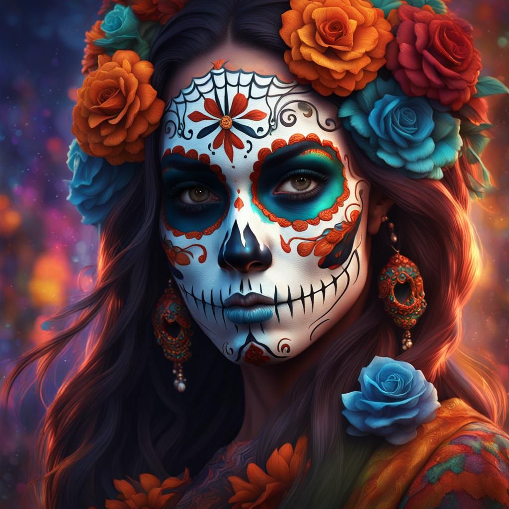 Woman with Día de los Muertos Face Paint