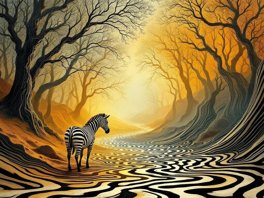 Surreal Zebra Between Worlds in Dreamlike Style