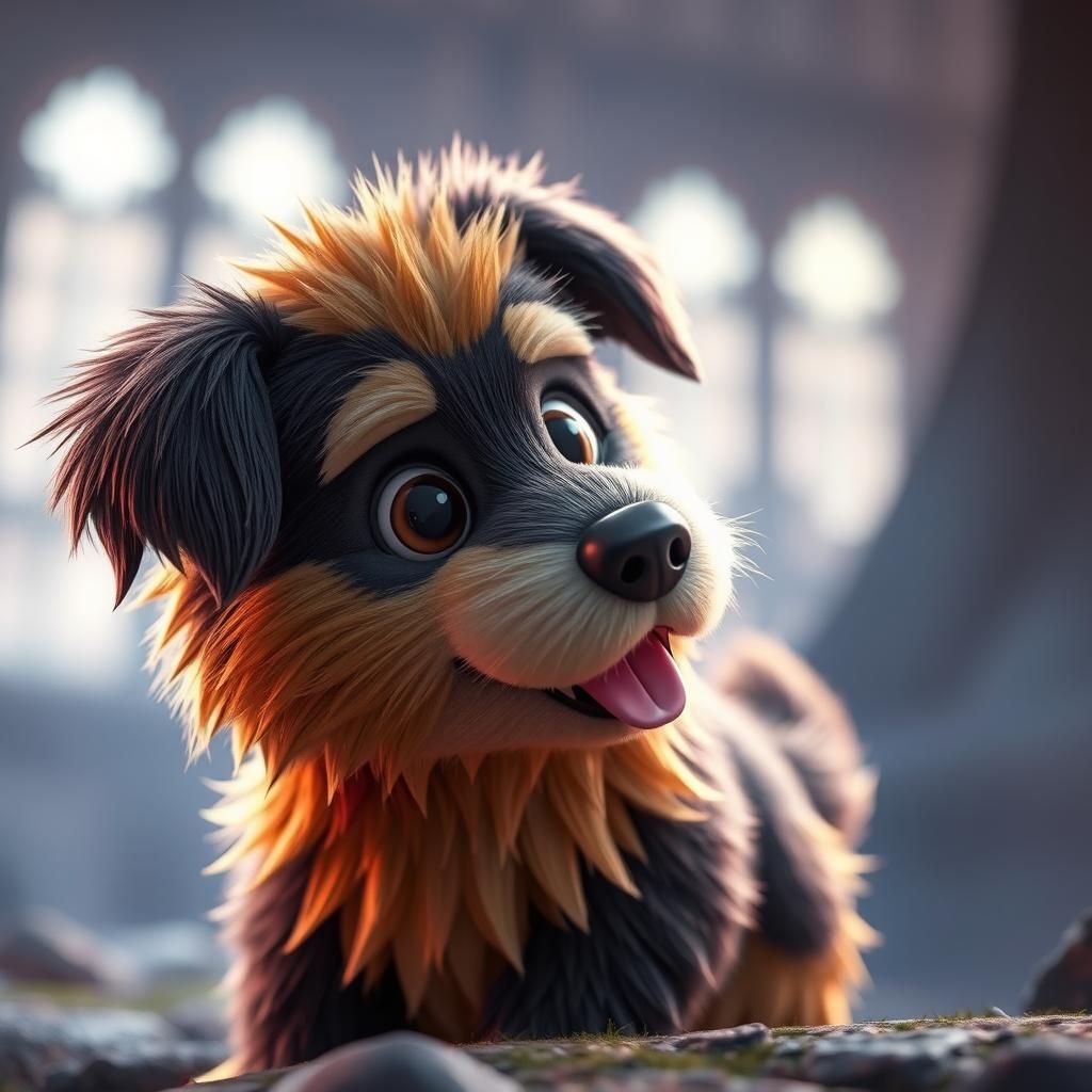 Cuddly Giga-Floofy Doggy in 3D Cinematic Style