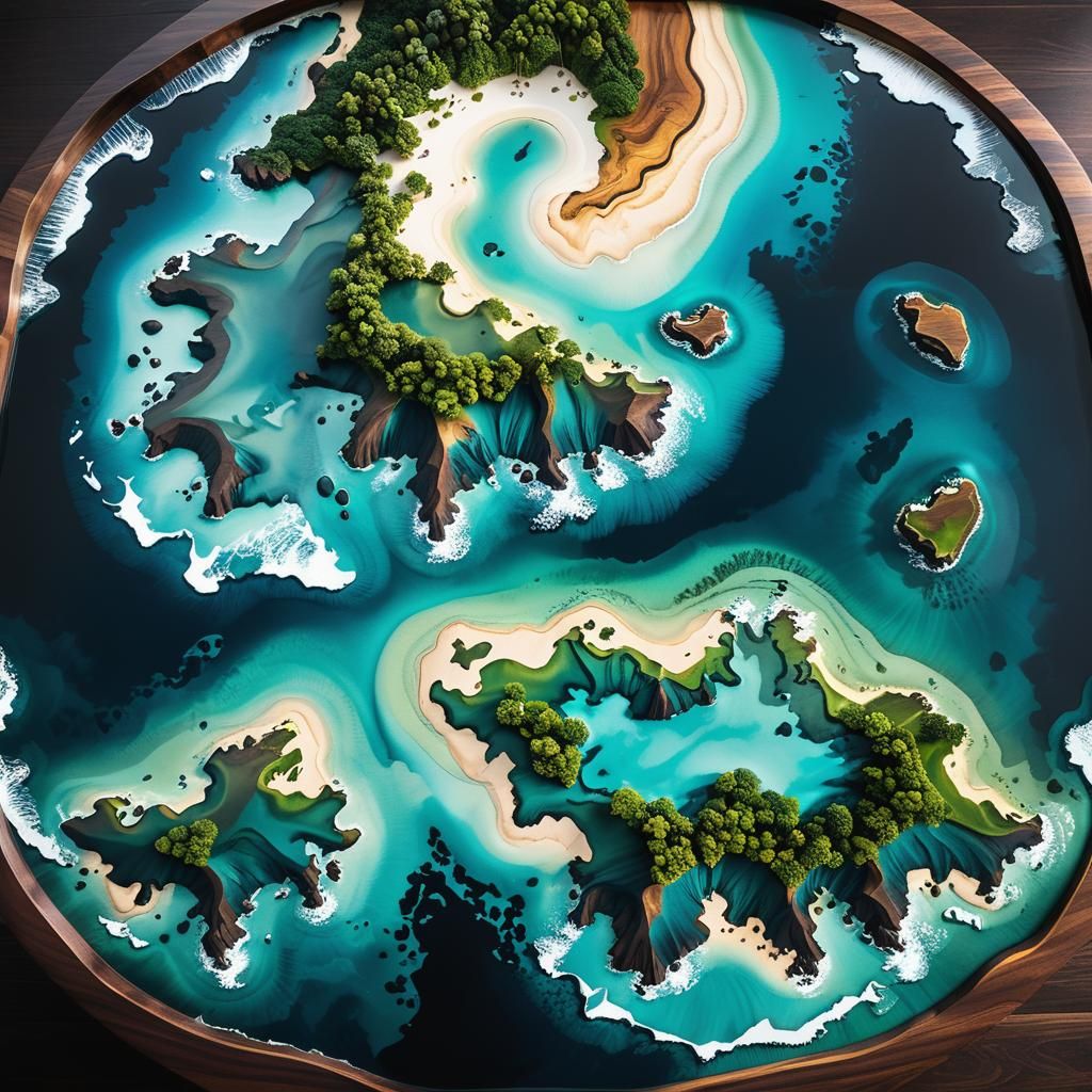 Minimalist Double Exposure Map with Alcohol Ink Effect