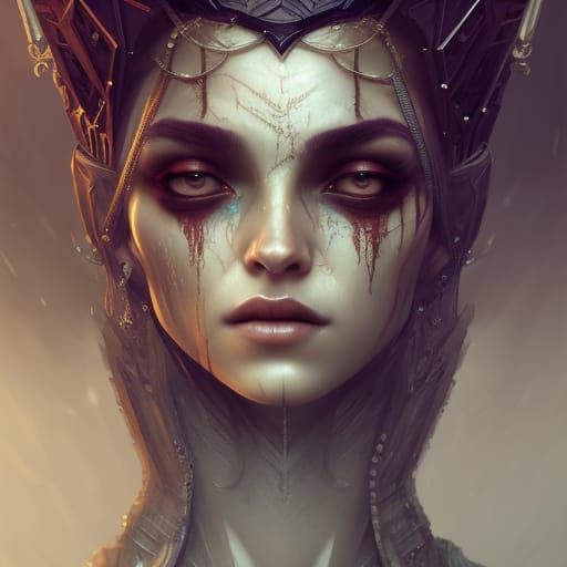 Vampire Goddess with Rose Crown, Digital Art