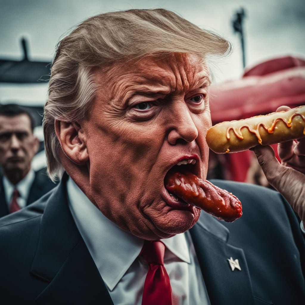 Dramatic Film Still of Man Eating Hotdog