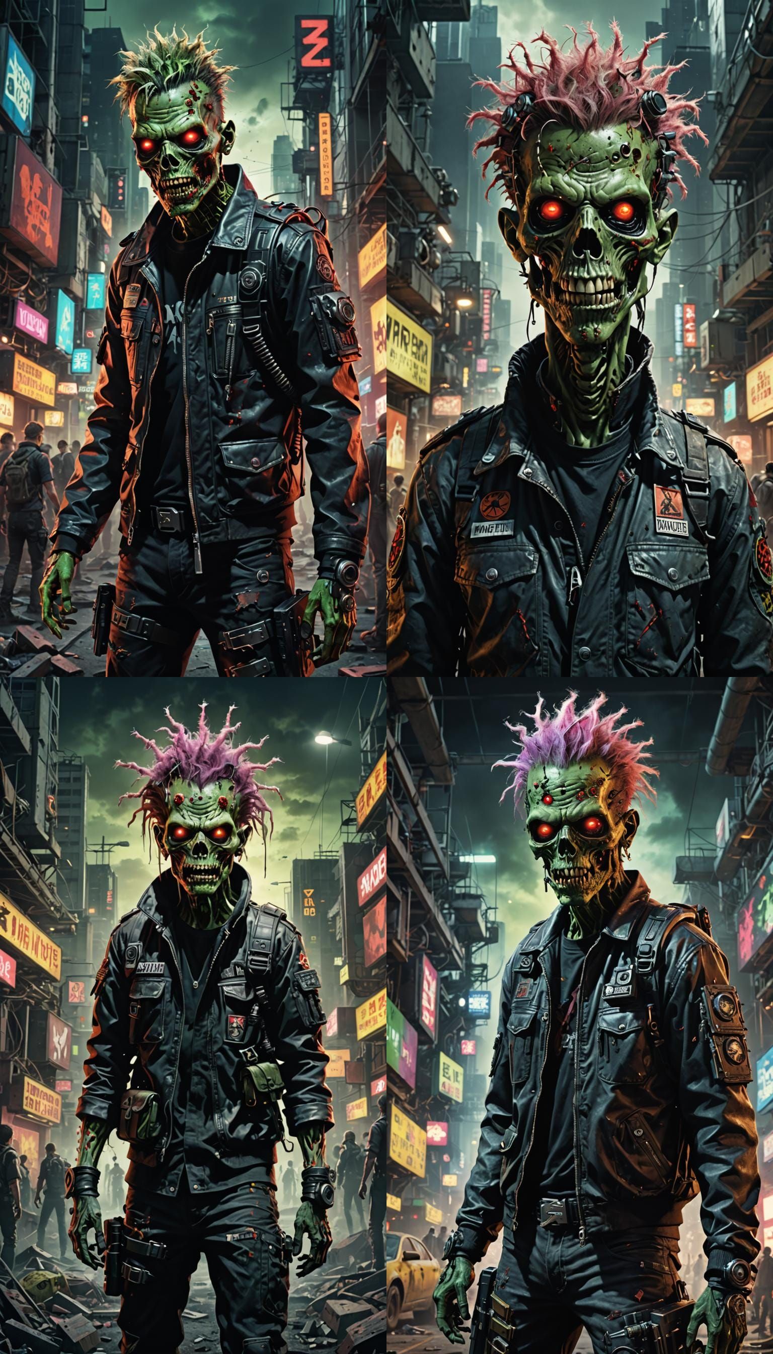 A poster of a  punk metal tech zombie emerging from an abyss