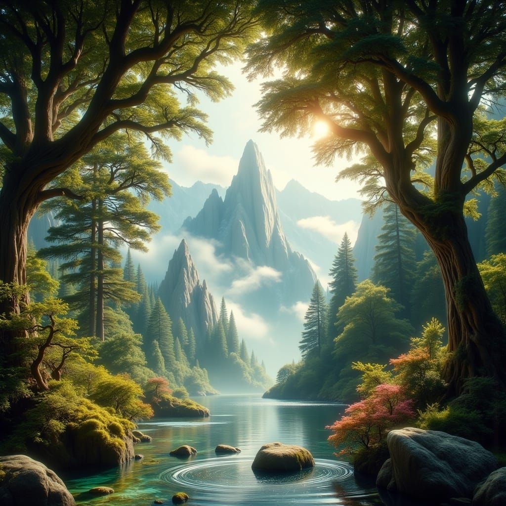 Mystical Gateway to Dreamlike Forest