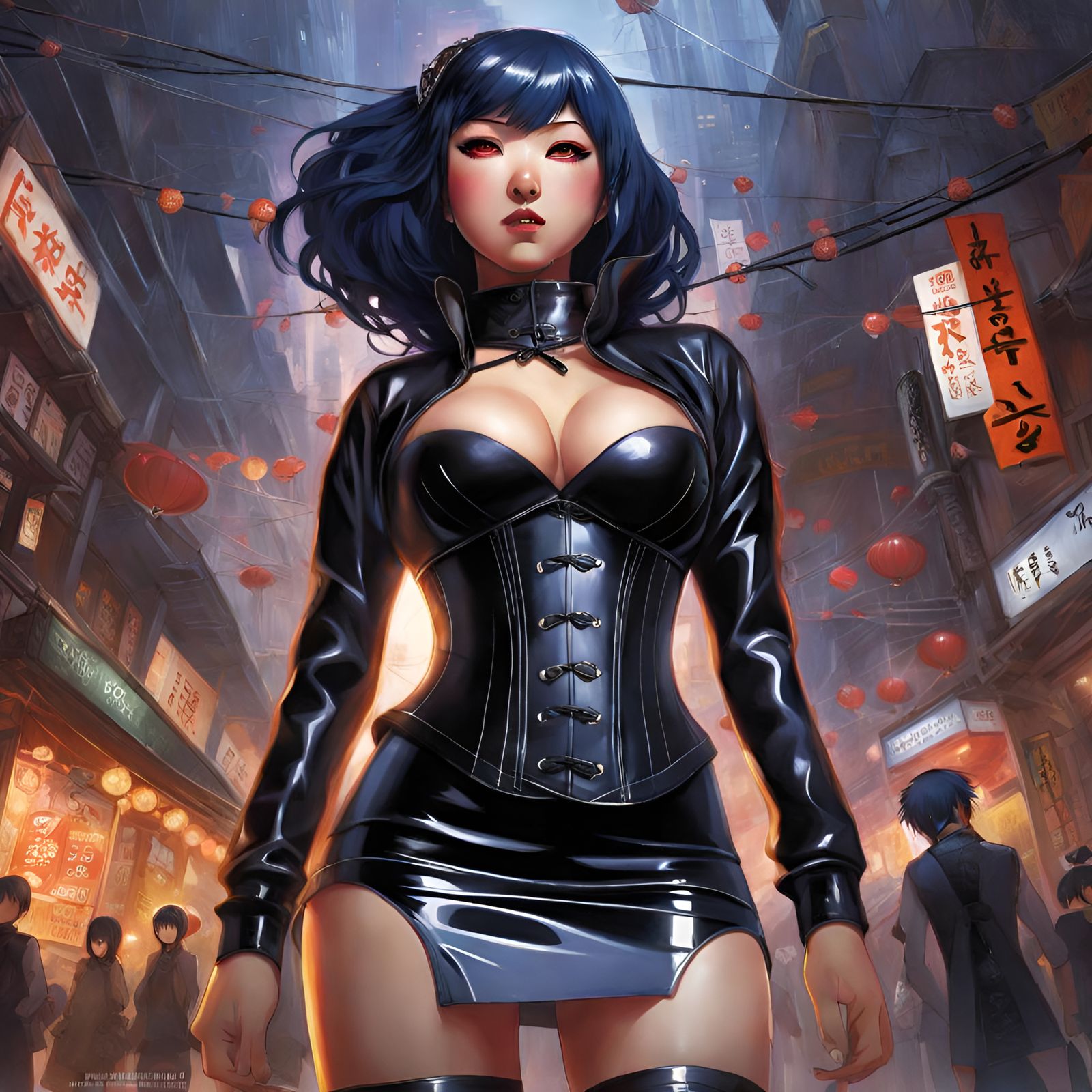 Flirty Hinata in Latex: Hyperdetailed Fantasy Art