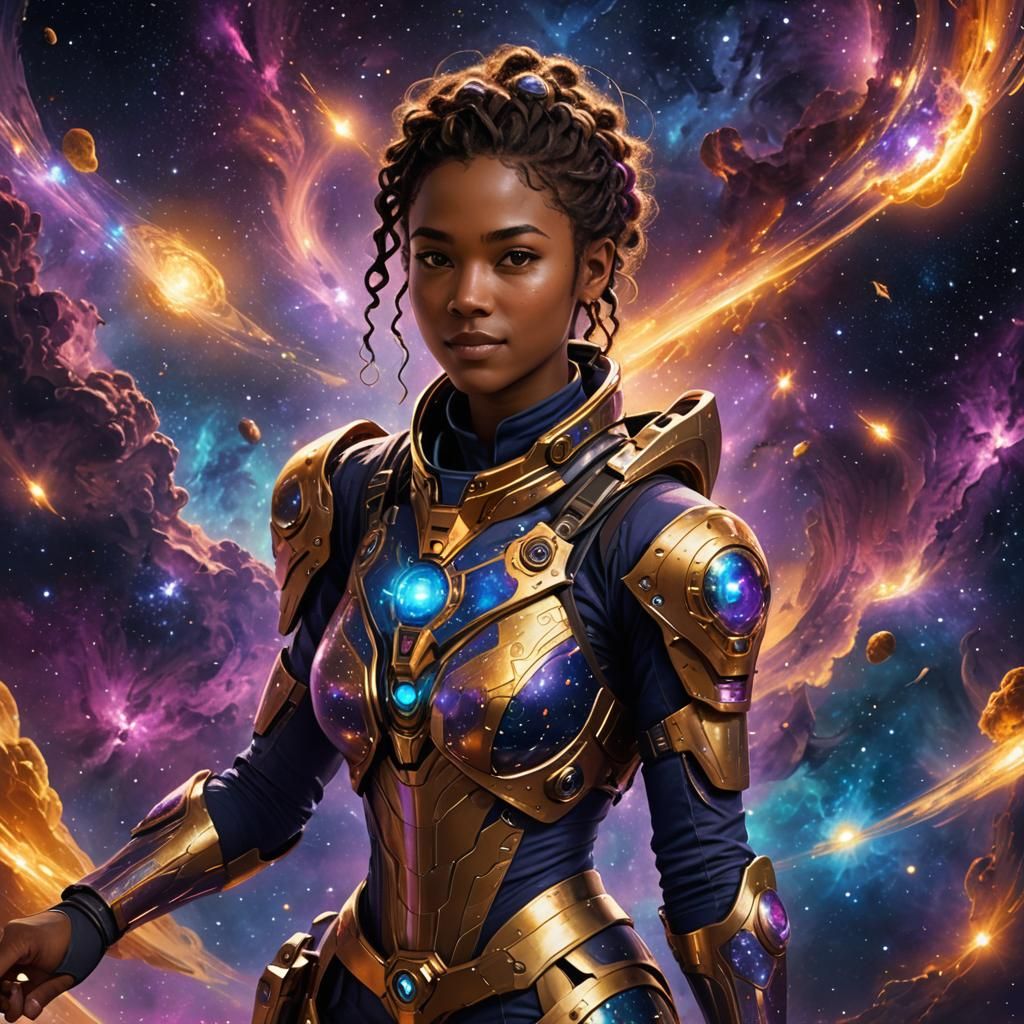 Sylus Flirting in Deep Space: Digital Art Nouveau