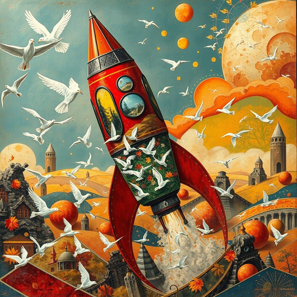Retro Rocket Lands on Surreal Alien World