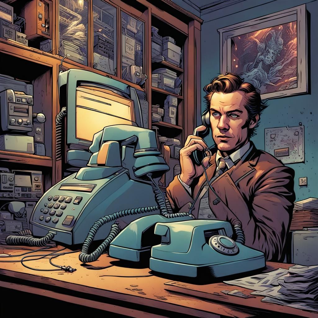 Telephone Breakdown in Comic Book Art Style