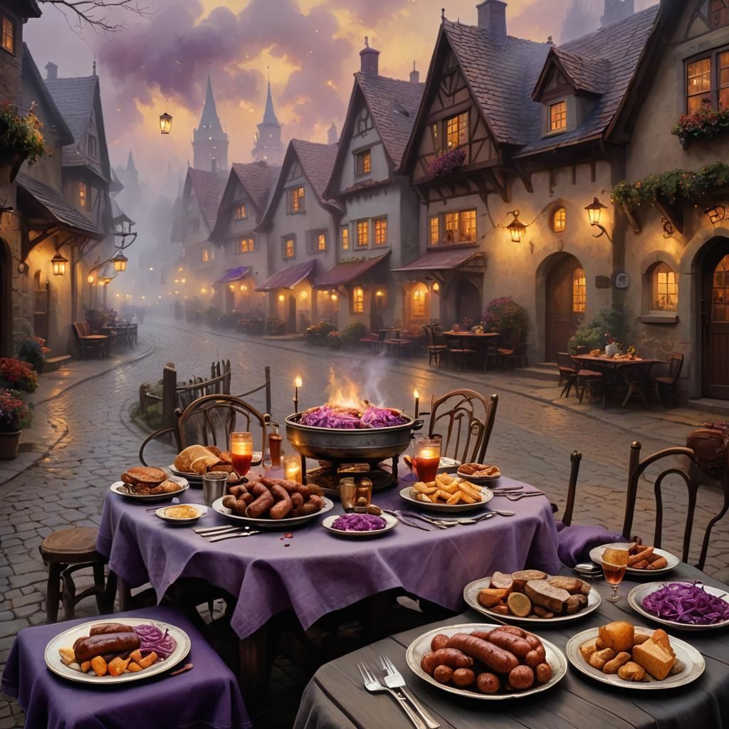 Mystical Octoberfest Feast in Ethereal Village Square