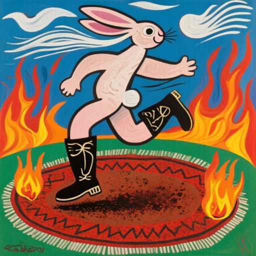 Fiery Rabbit Dance: An Artistic Interpretation