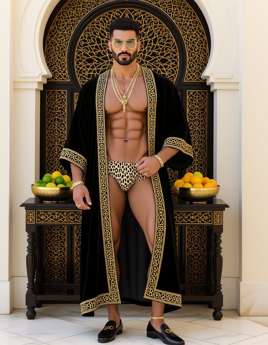 Confident Man in Leopard Print: Photorealistic Image