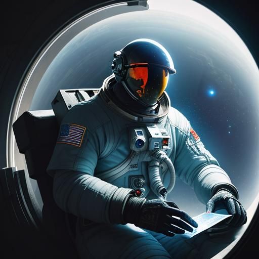 Astronaut Repairs Spaceship Engine in Orbit