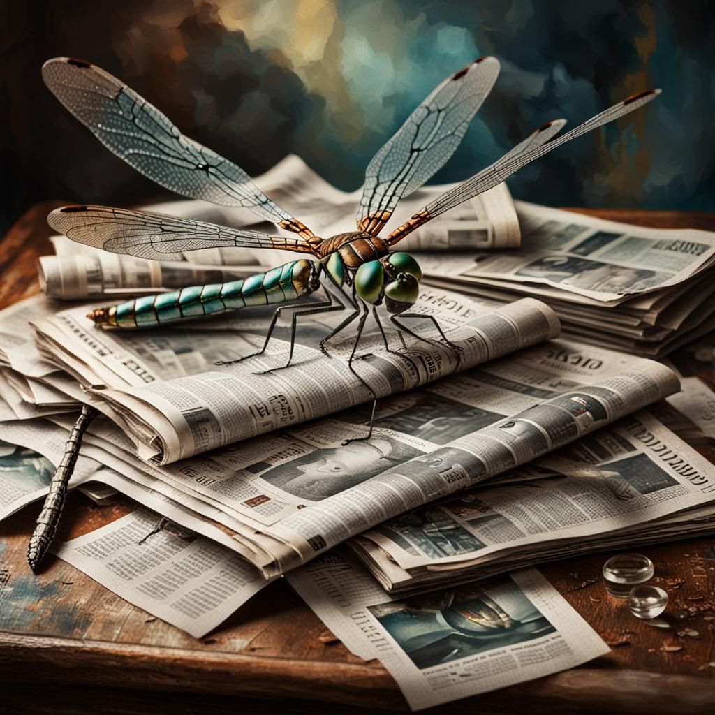 Surreal Dragonfly in Glass: Still Life Oil Painting