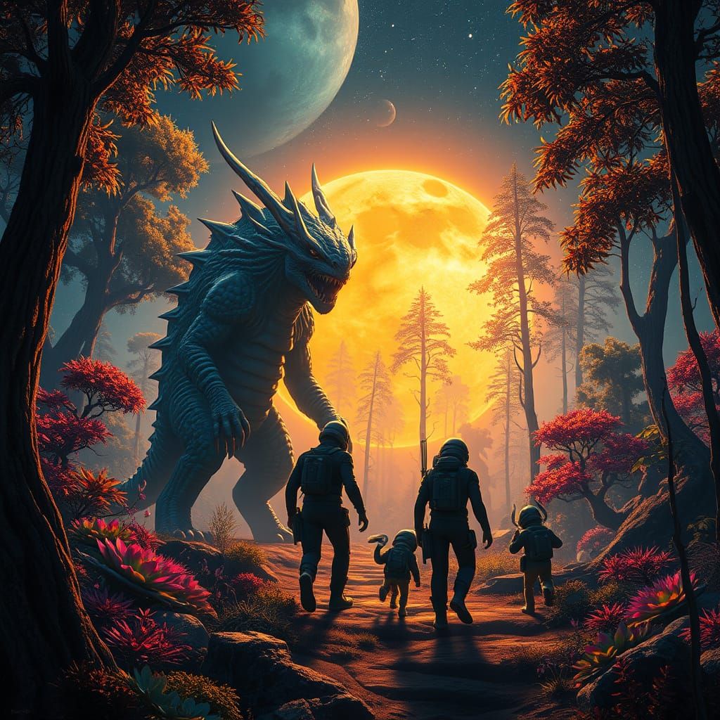 Star Trek Monster Family Explores Iridescent Forest on Dista...