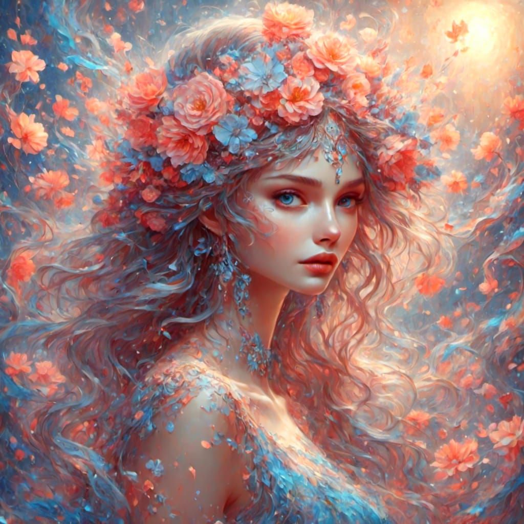 Waltzing Couple Bathed in Fiery Light