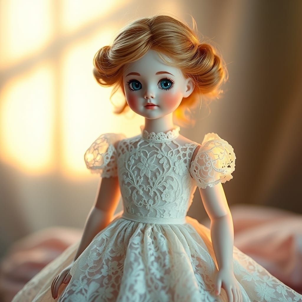 Intricate Porcelain Doll in Surreal Style