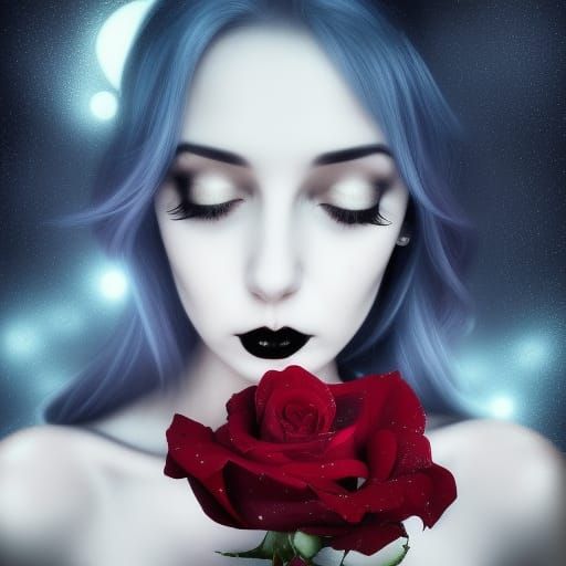 Eerie Victorian Woman with Roses in Gothic Horror