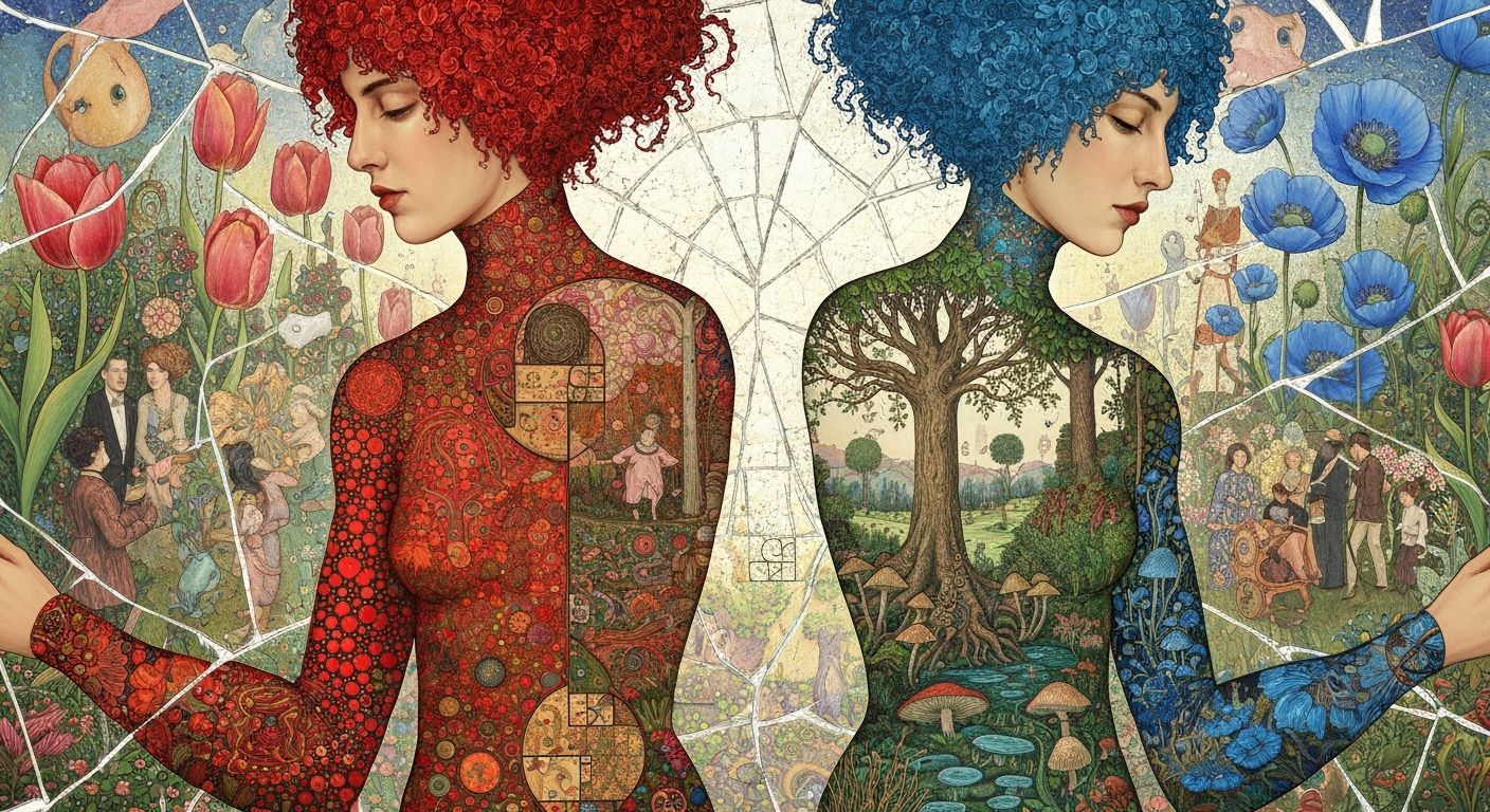 Blodeuwedd in Surrealist Garden Party, Klimt Style