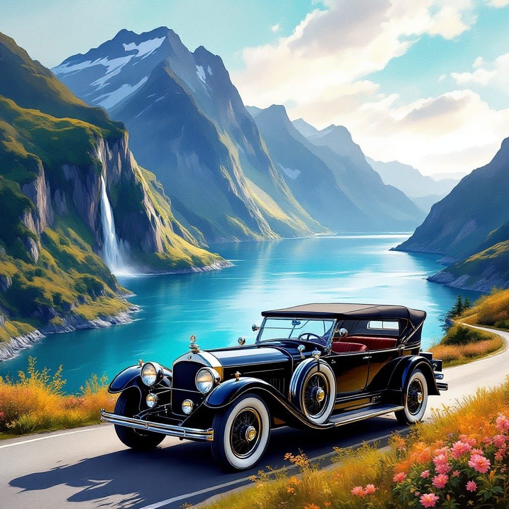 Elegant 1919 Cadillac Type 57 Along Norway's Geirangerfjorde...