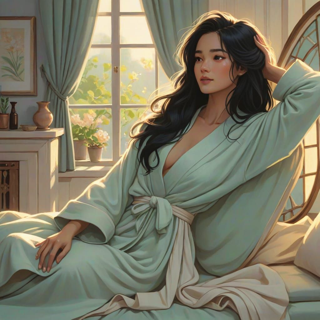 Whimsical Morning Scene in Soft Pastel Illustration Style