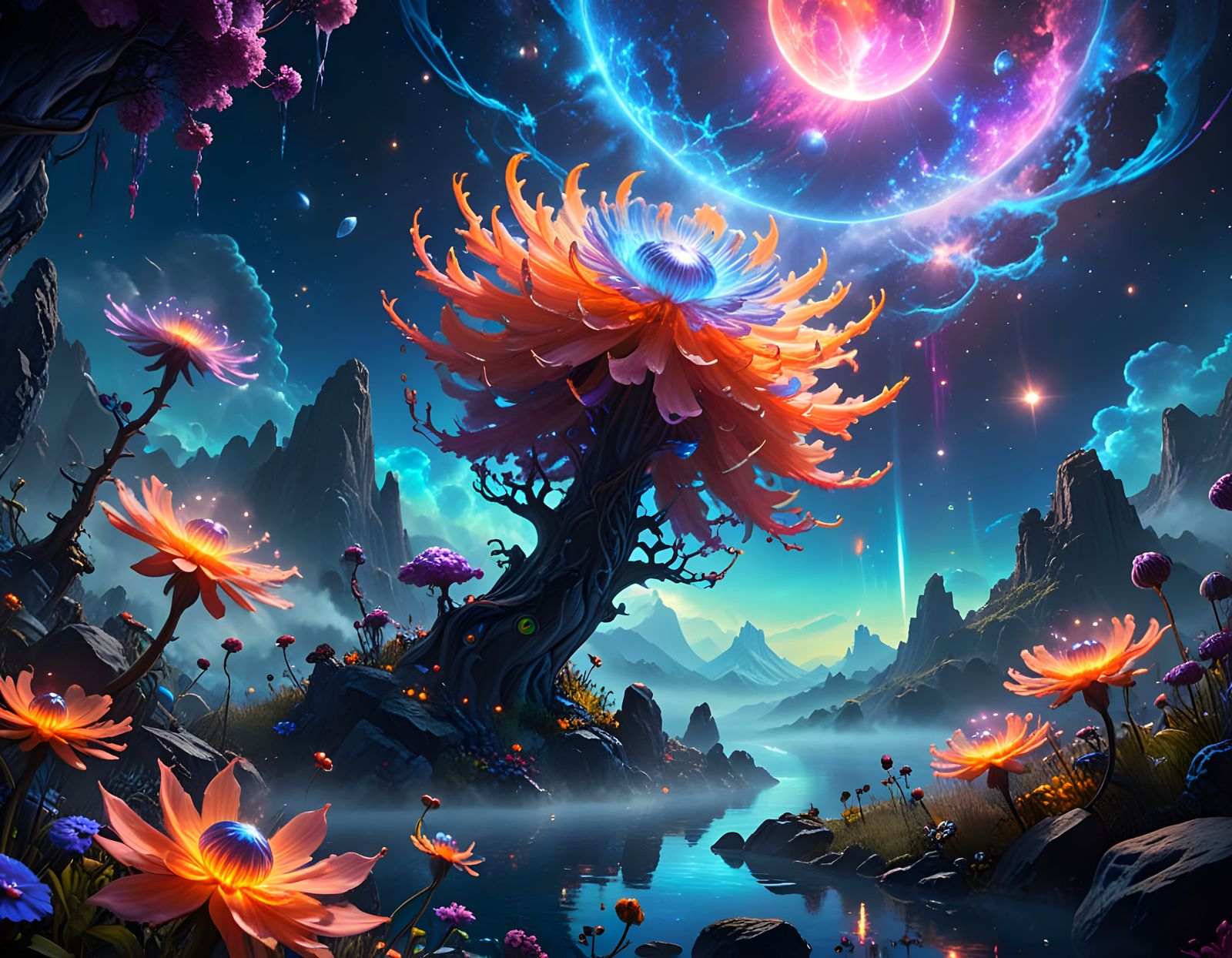 Celestial Dreamscape in Vibrant Hues