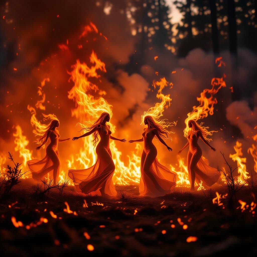 Ethereal Fire Spirits in Raging Inferno