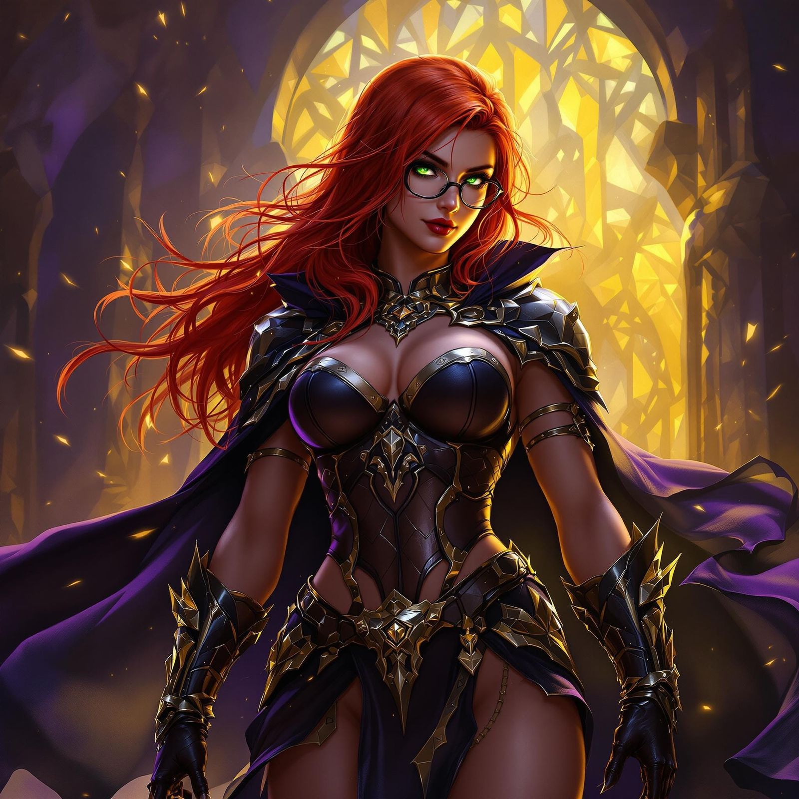 Red-Haired Woman in Dark Fantasy World