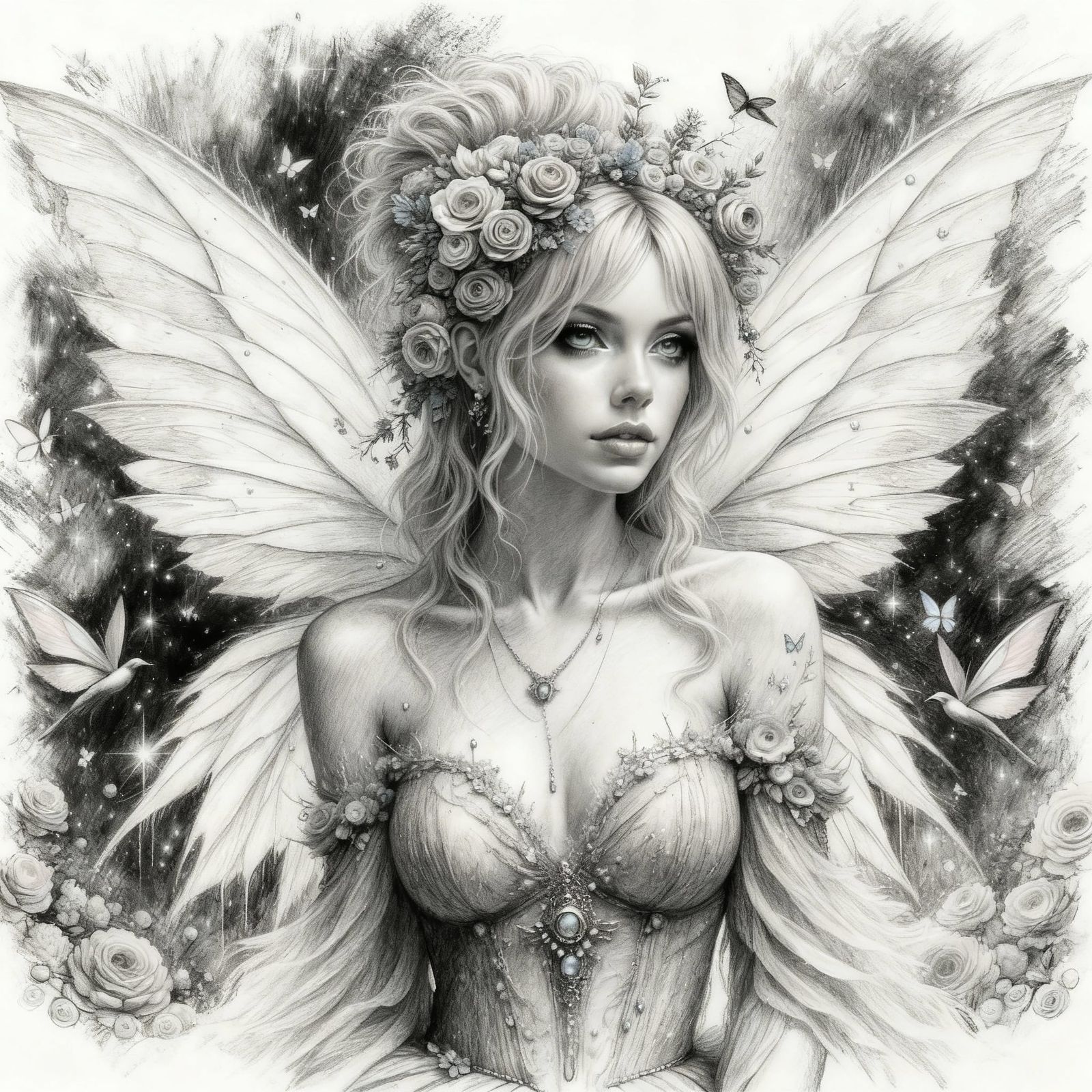 Black and White Charcoal Strokes and Grayscale Art