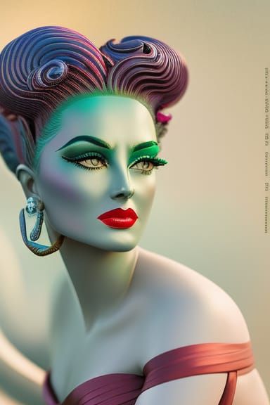 Medusa as 1950s Pinup in Grimmer Style