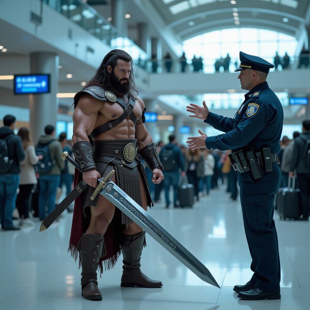 Conan the Barbarian Stopped at Airport Security