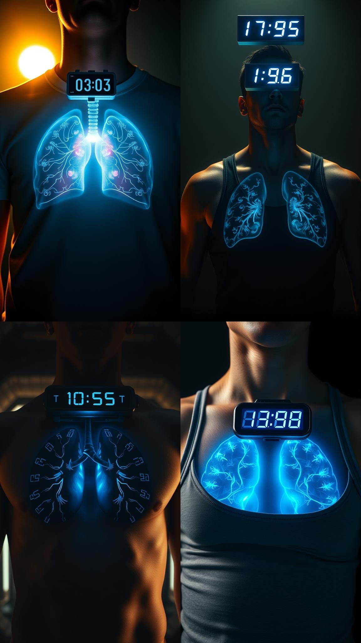 Dramatic Film Still of Glowing Lungs and Timer