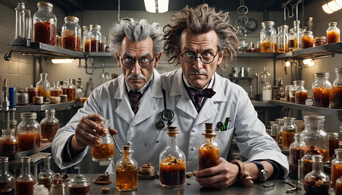 Mad Scientist Jars in Steampunk Laboratory