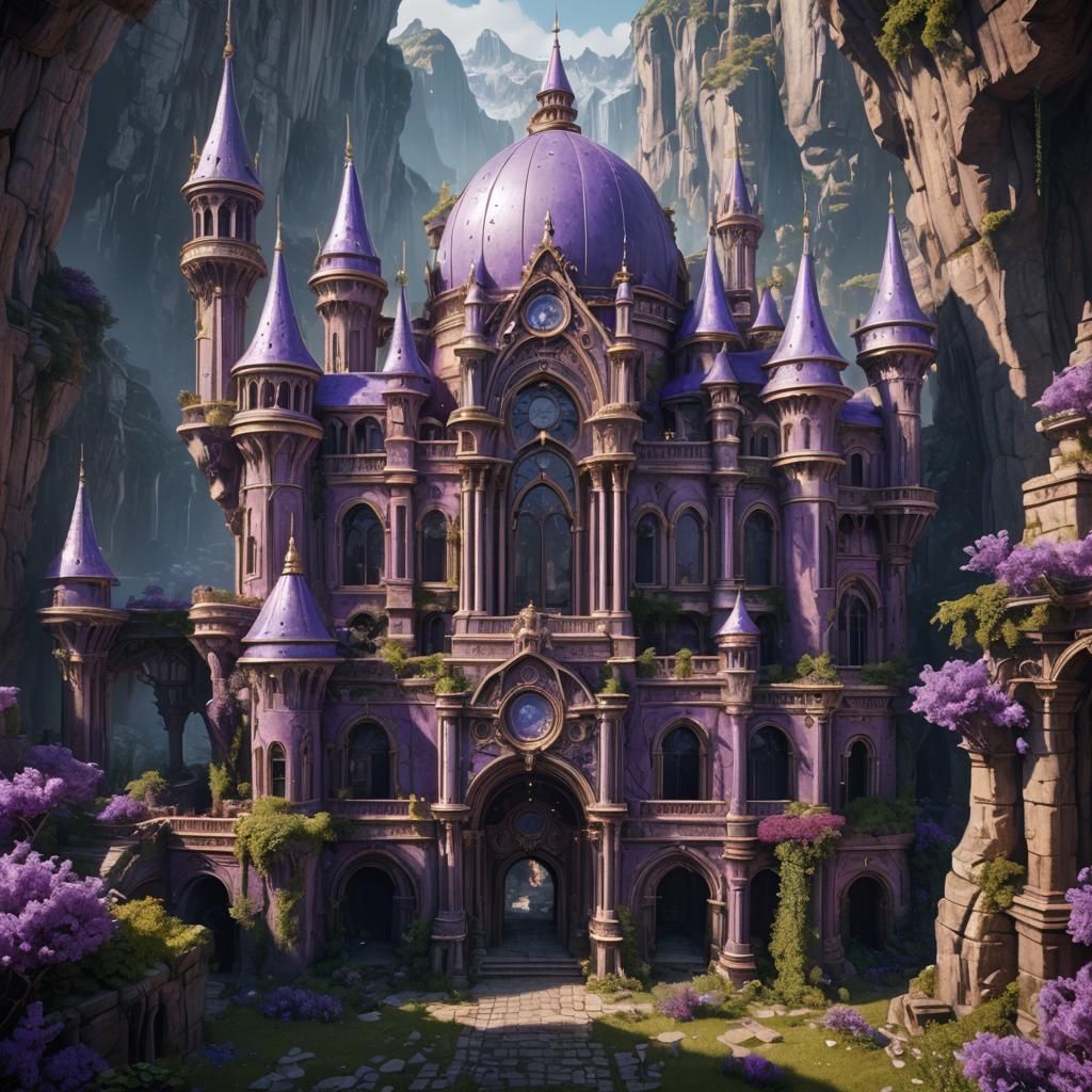 Fantastical Purple Amethyst Palace Concept Art