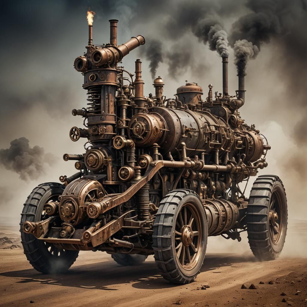 Steampunk Engine Inspired by Mad Max