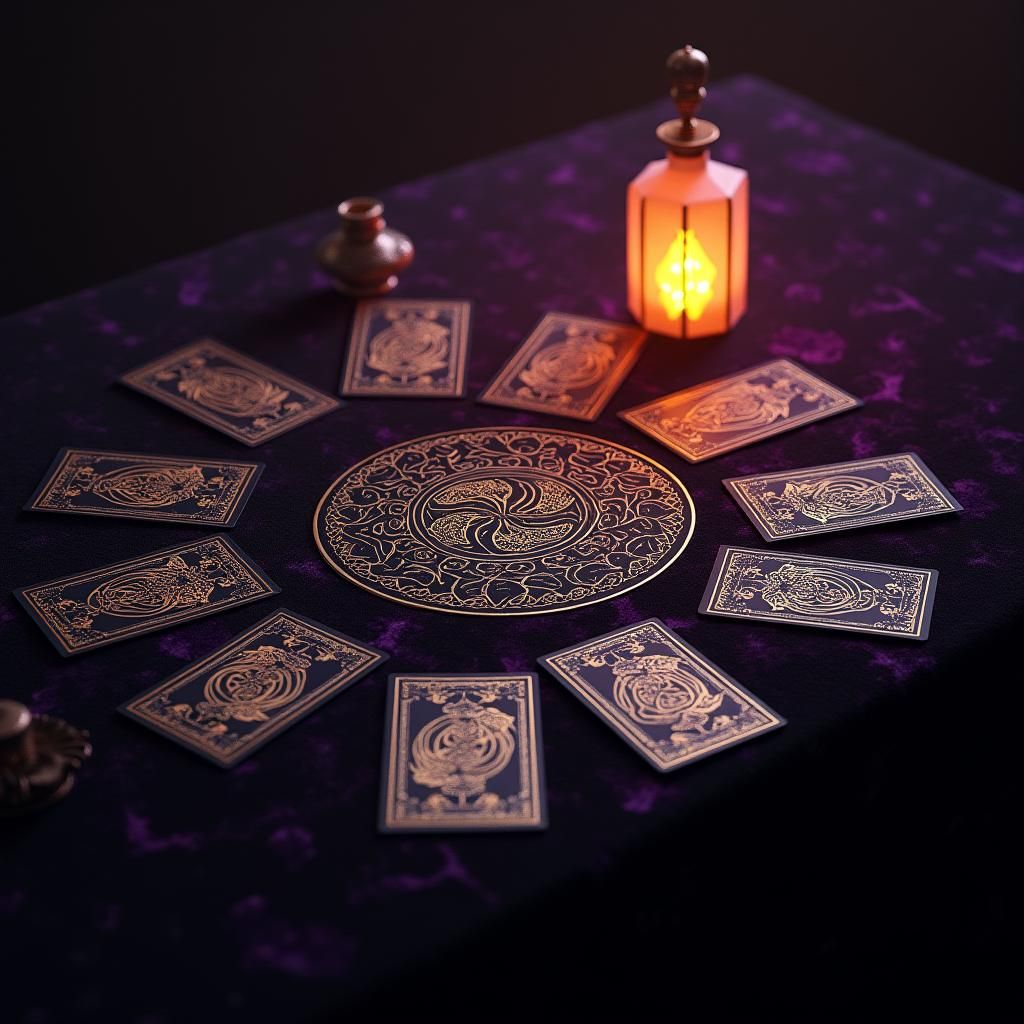 Dark Fantasy Tarot Spread in Art Nouveau Style