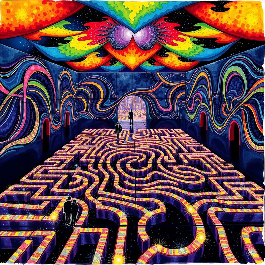 Colorful Maze Room Drawing by Steve Klein
