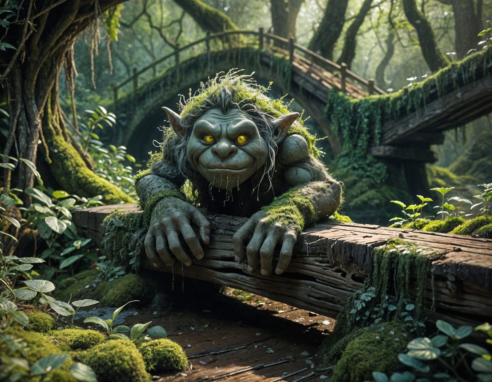 Enchanted Forest Troll Hiding Under Bridge