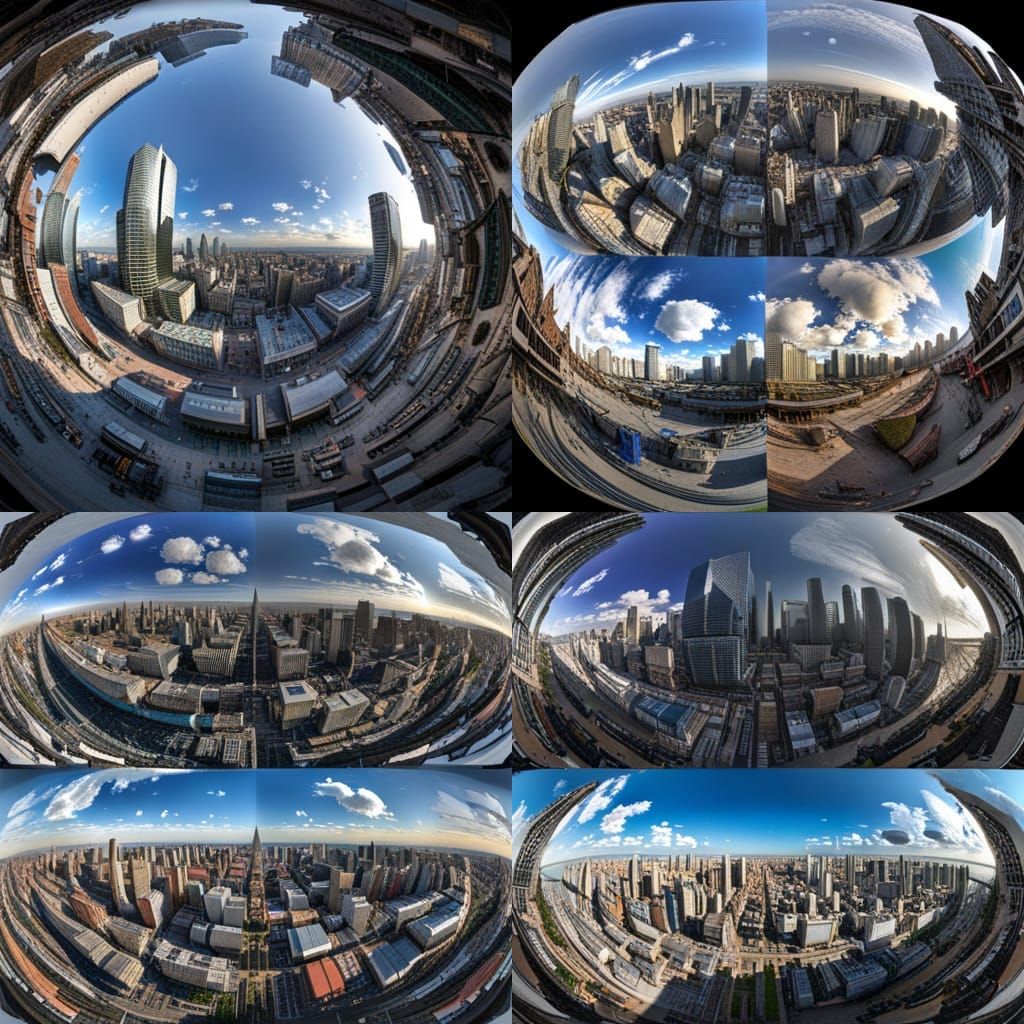 Cyberpunk City Panorama with Volumetric Lighting