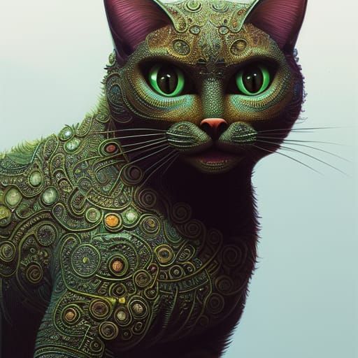 Ornate Cat Creature in 3D Digital Art Style