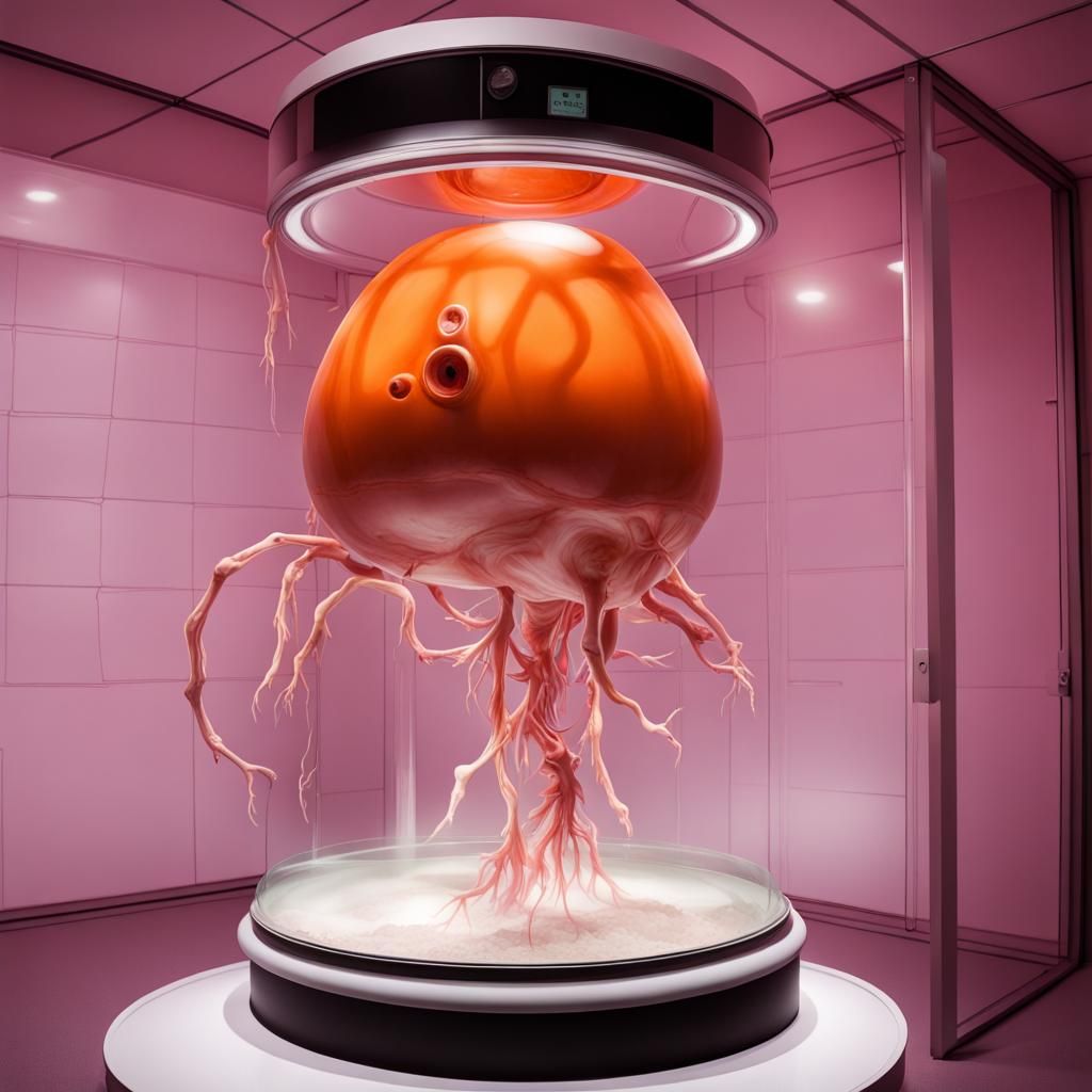 Futuristic Clone Tank with Human Fetus