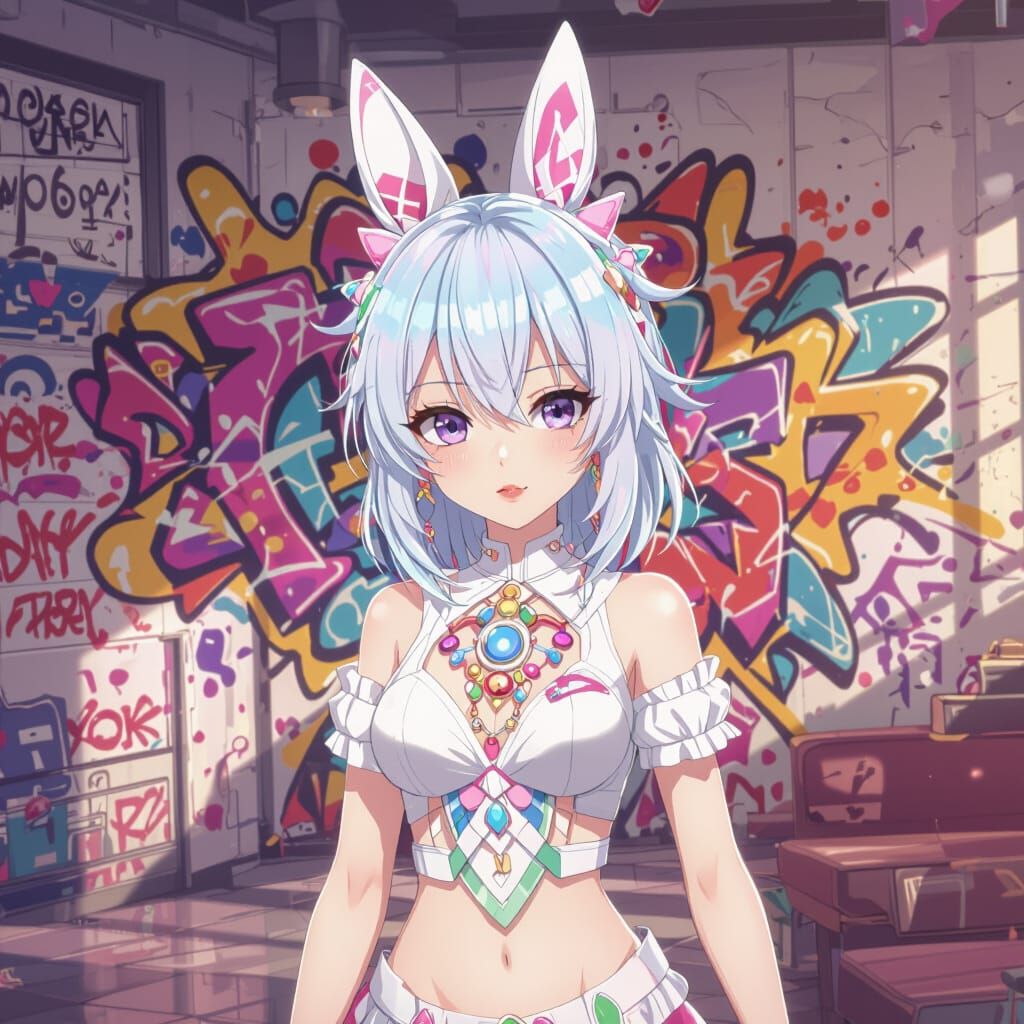 Hyperrealistic Anime Woman with Futuristic Jewelry