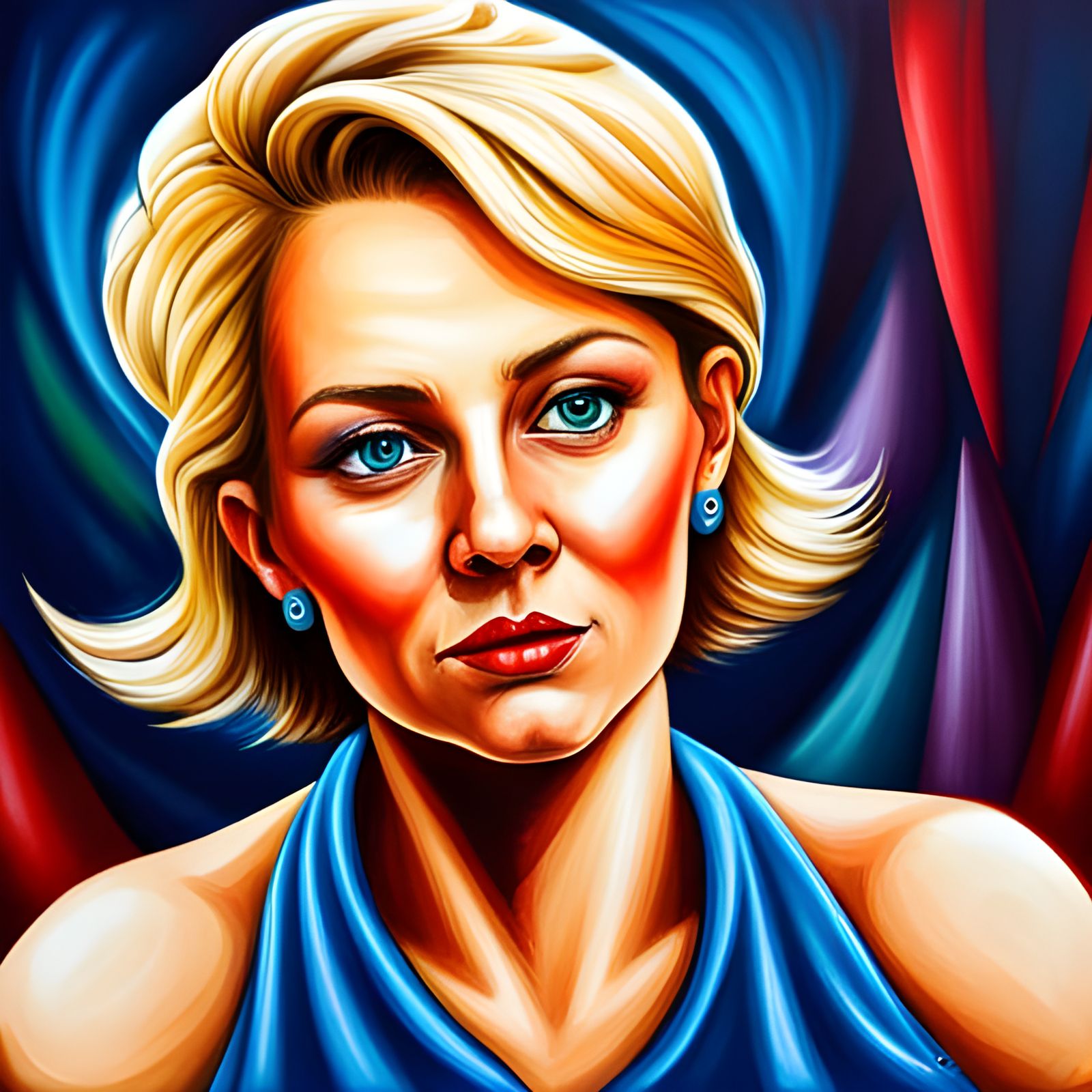 Caricatural Russian Woman Dancing in Graffiti Street Art