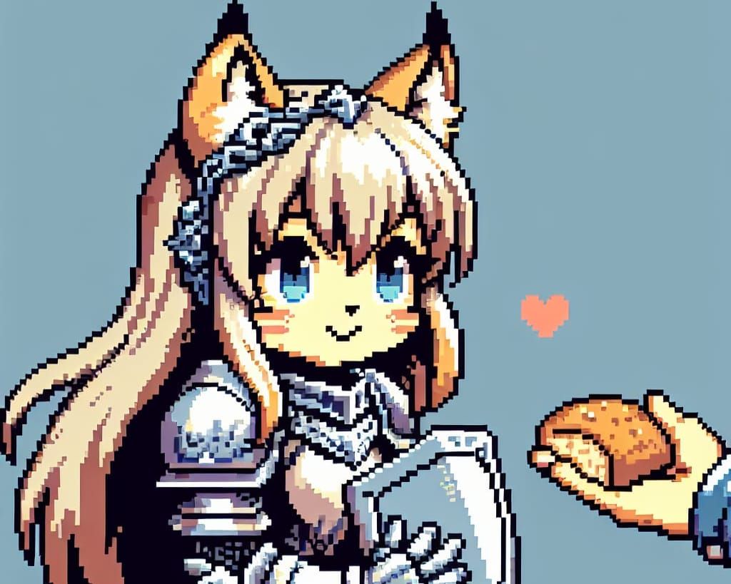 Anthropomorphic Lynx Knight in JRPG Pixel Art
