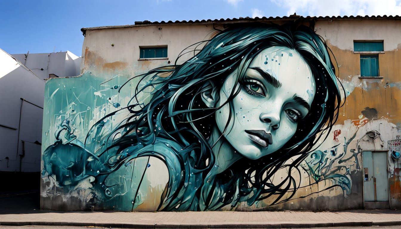 Graffiti Art of Falling Creature in Urban Style