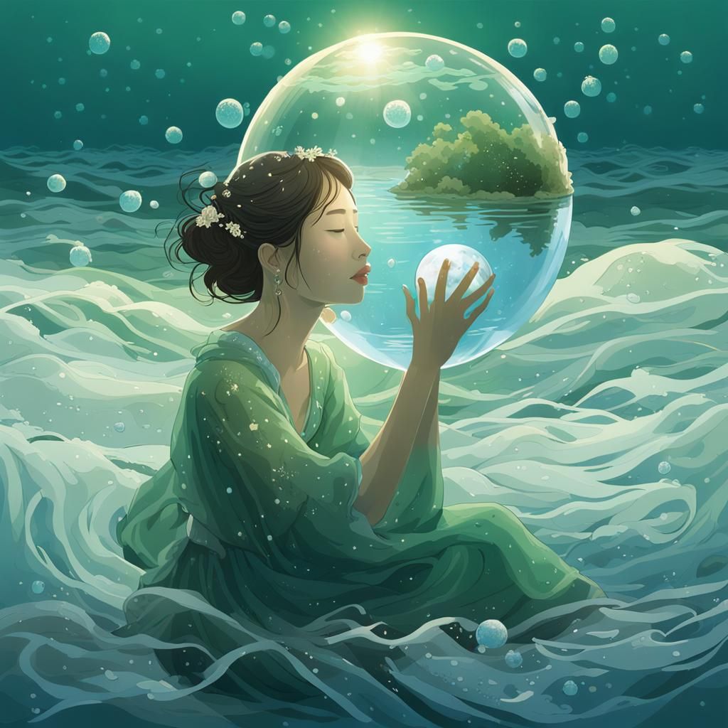 Melancholy Woman Weeping by the Sea