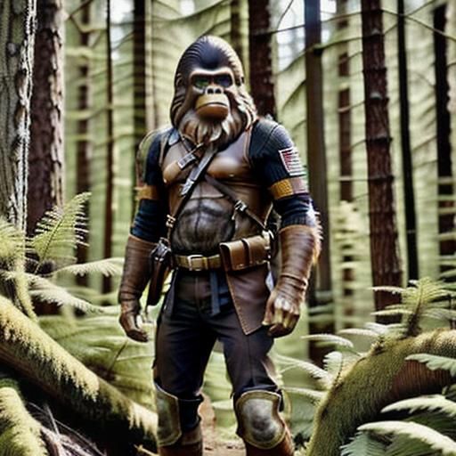 Hyperrealistic Ape in Old-Fashioned Attire