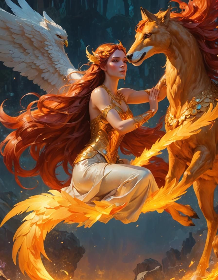 Centaur Goddess fox and phoenix