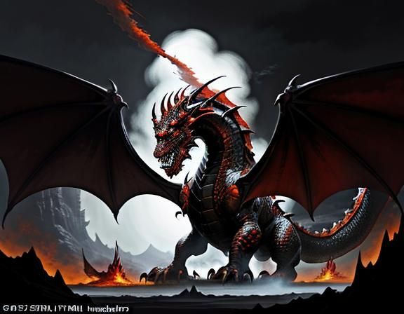 Fiery Dragon in Dynamic Fantasy Art Style
